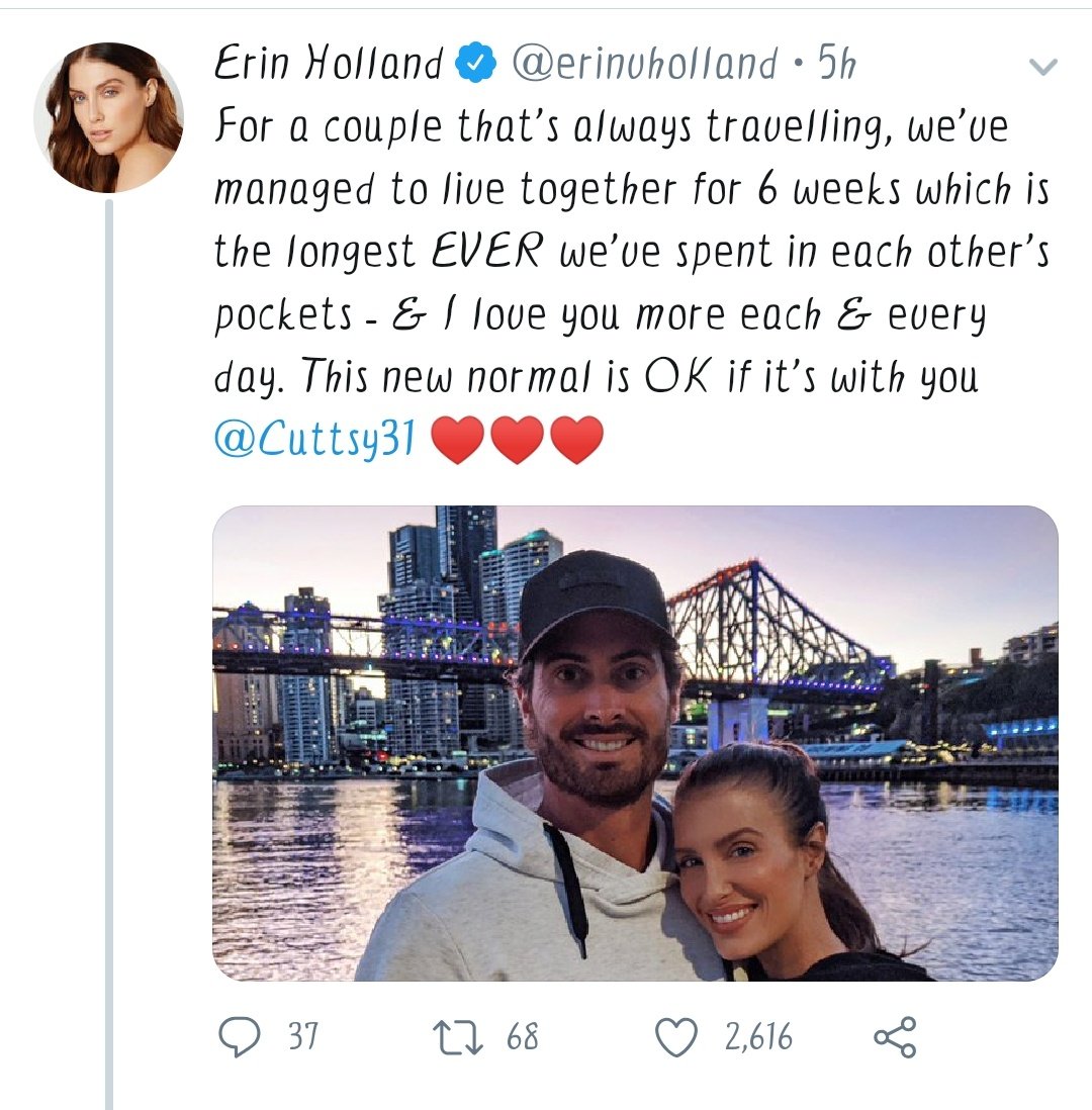 Erin Holland shared a picture on Twitter with her husband Ben Cutting and said I love you very much