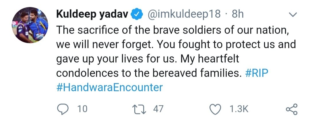Cricket fraternity salutes the Martyrs of Handwara: Virat, Kl, Yuvi and others have tweeted 