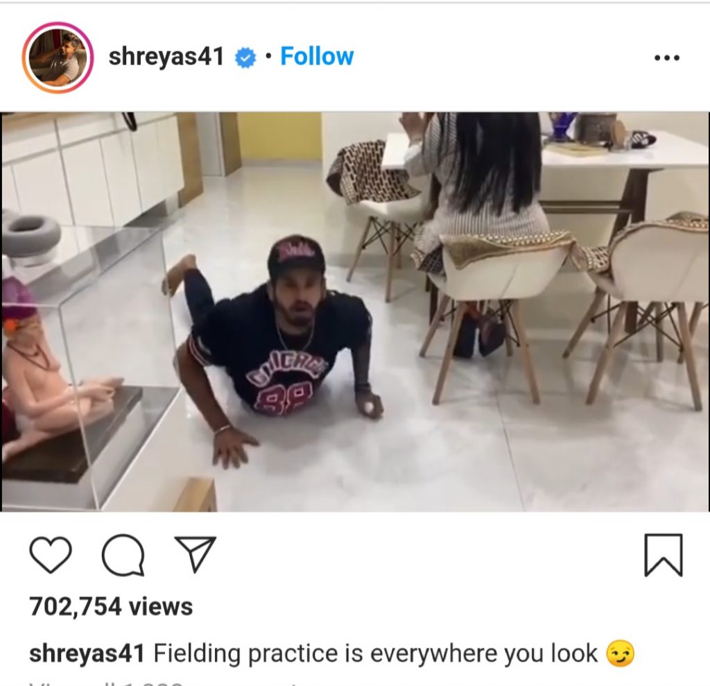 Shreyas Iyer doing fielding practice in this fun style at home- VIDEO 