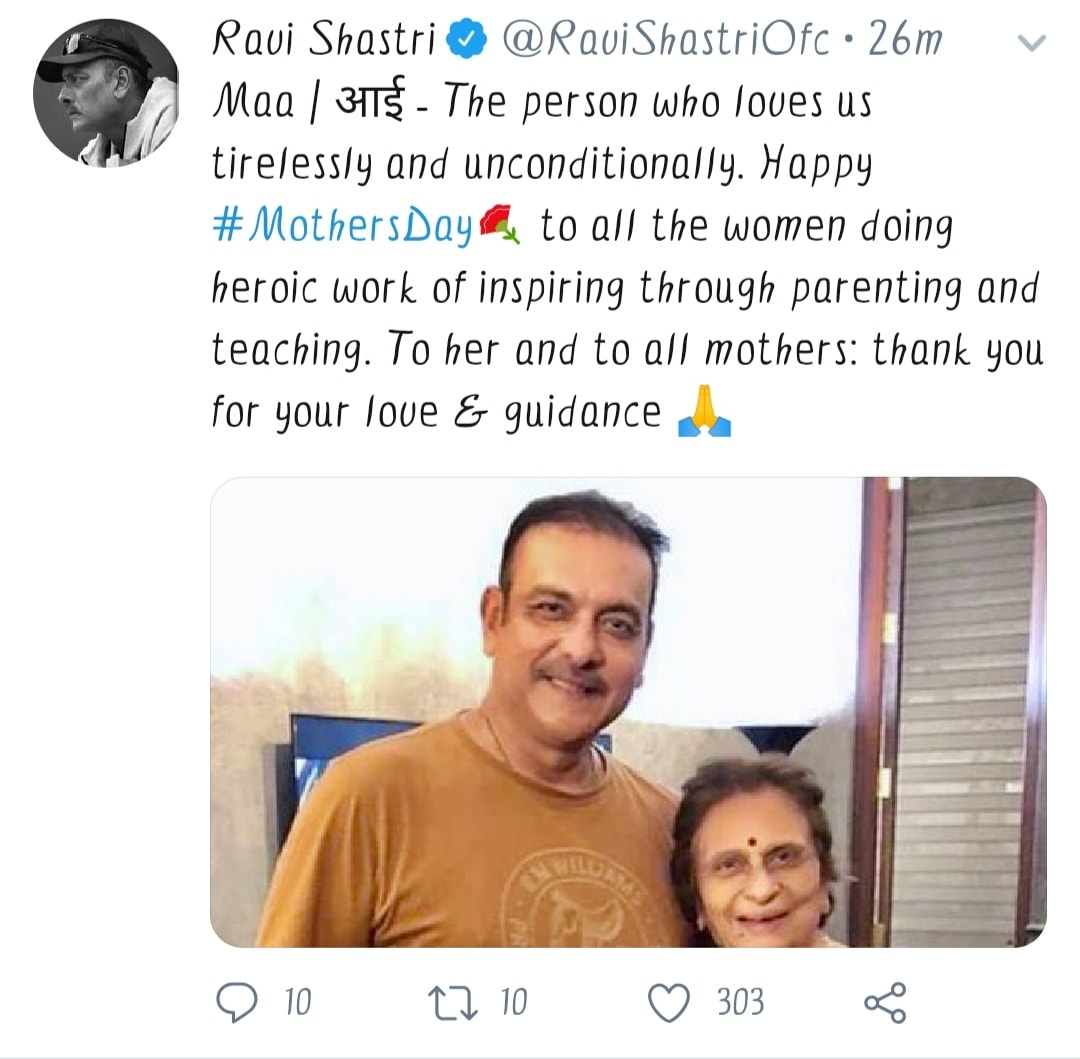 Ravi Shastri wishes her Mother