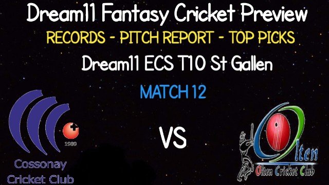 COCC vs OLCC | Match 12, ECS T10 St Gallen | Dream11 Today Match Prediction and Players Records