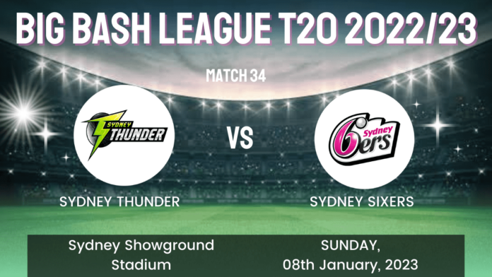 THU vs SIX Dream11 Prediction, Head To Head, Players Stats, Fantasy Team, Playing 11 and Pitch Report — Match 34, Big Bash League T20 2022/23