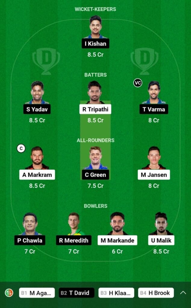SRH vs MI Dream11 Prediction, Head To Head, Players Stats, Fantasy Team, Playing 11 and Pitch Report — Match 25, TATA IPL T20, 2023
