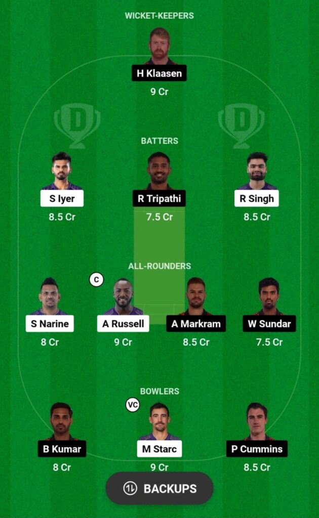 KKR vs SRH today match Dream11 Prediction, Head To Head, Playing 11, Fantasy Team and Pitch Report — Match 3, IPL T20 2024