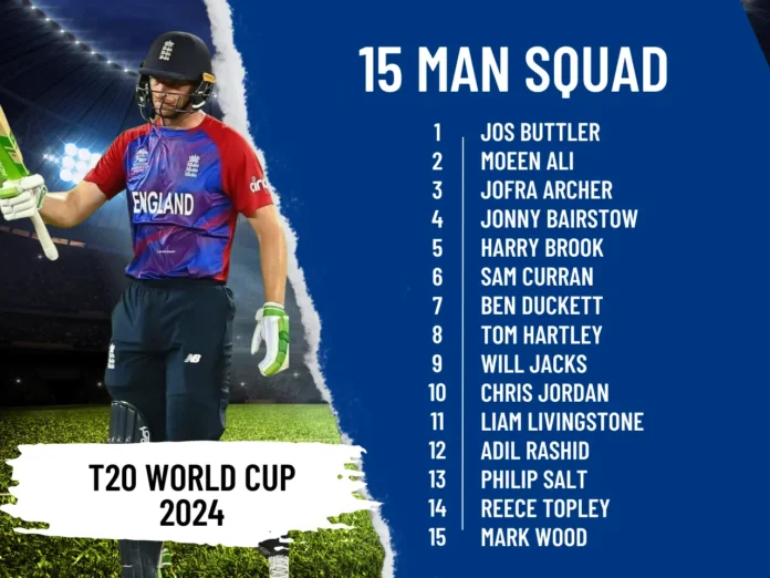 Squad of England Cricket for upcoming ICC Men's T20 World Cup